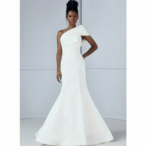 Amsale Harbor one shoulder mermaid gown - ivory